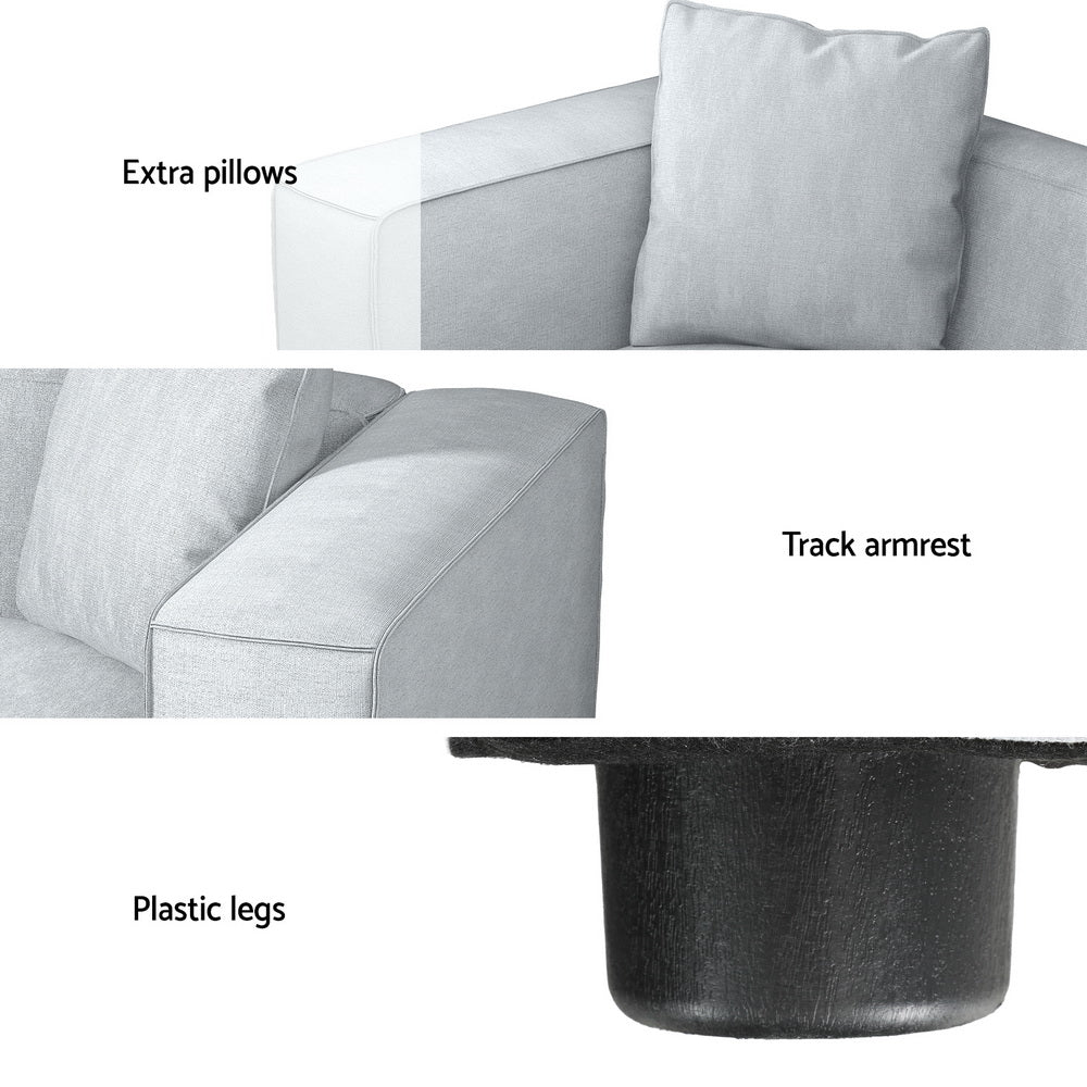 Arm Chairs & Recliners: Artiss Modular Sofa Chaise Set 3-Seater Grey