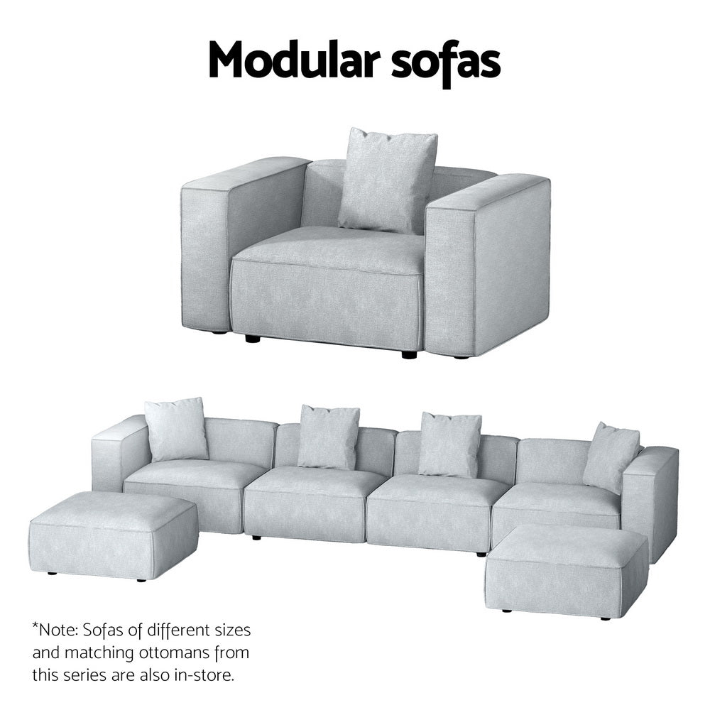 Arm Chairs & Recliners: Artiss Modular Sofa Chaise Set 3-Seater Grey