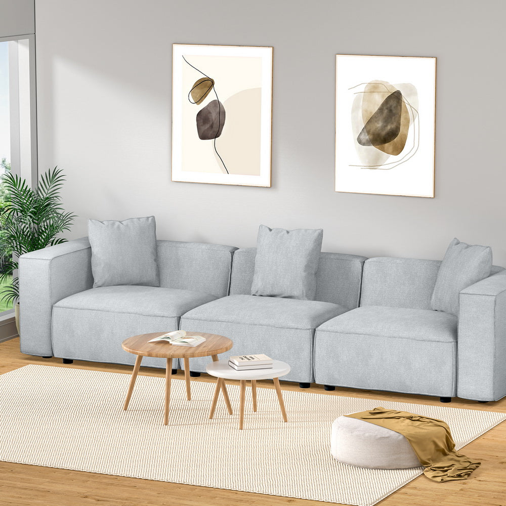 Arm Chairs & Recliners: Artiss Modular Sofa Chaise Set 3-Seater Grey