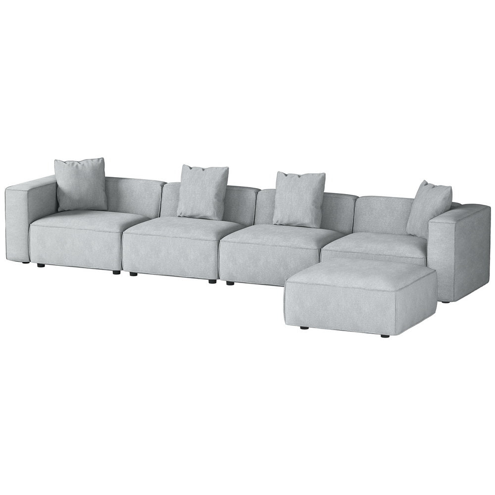 Arm Chairs & Recliners: Artiss Modular Sofa Chaise Set 5-Seater Grey