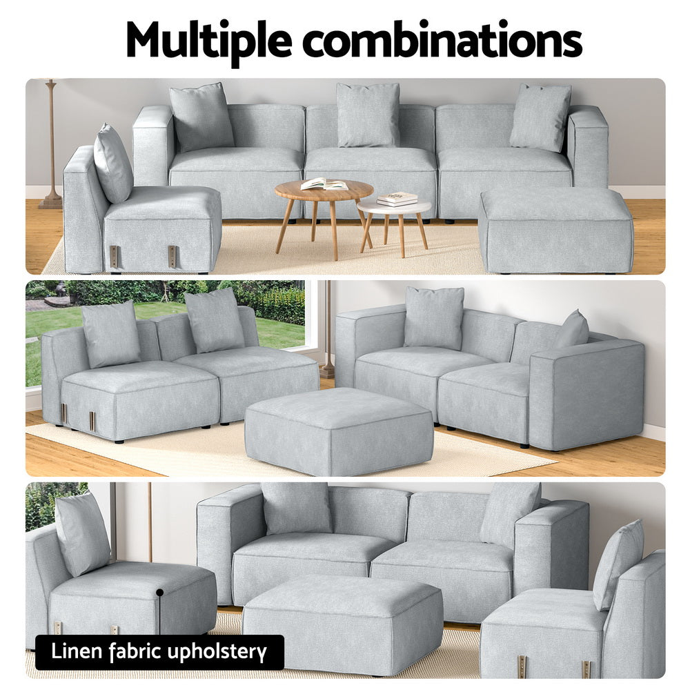 Arm Chairs & Recliners: Artiss Modular Sofa Chaise Set 5-Seater Grey