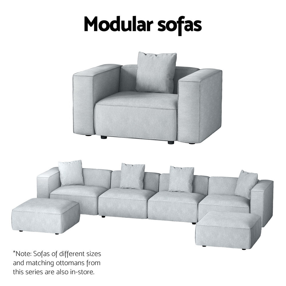 Arm Chairs & Recliners: Artiss Modular Sofa Chaise Set 5-Seater Grey