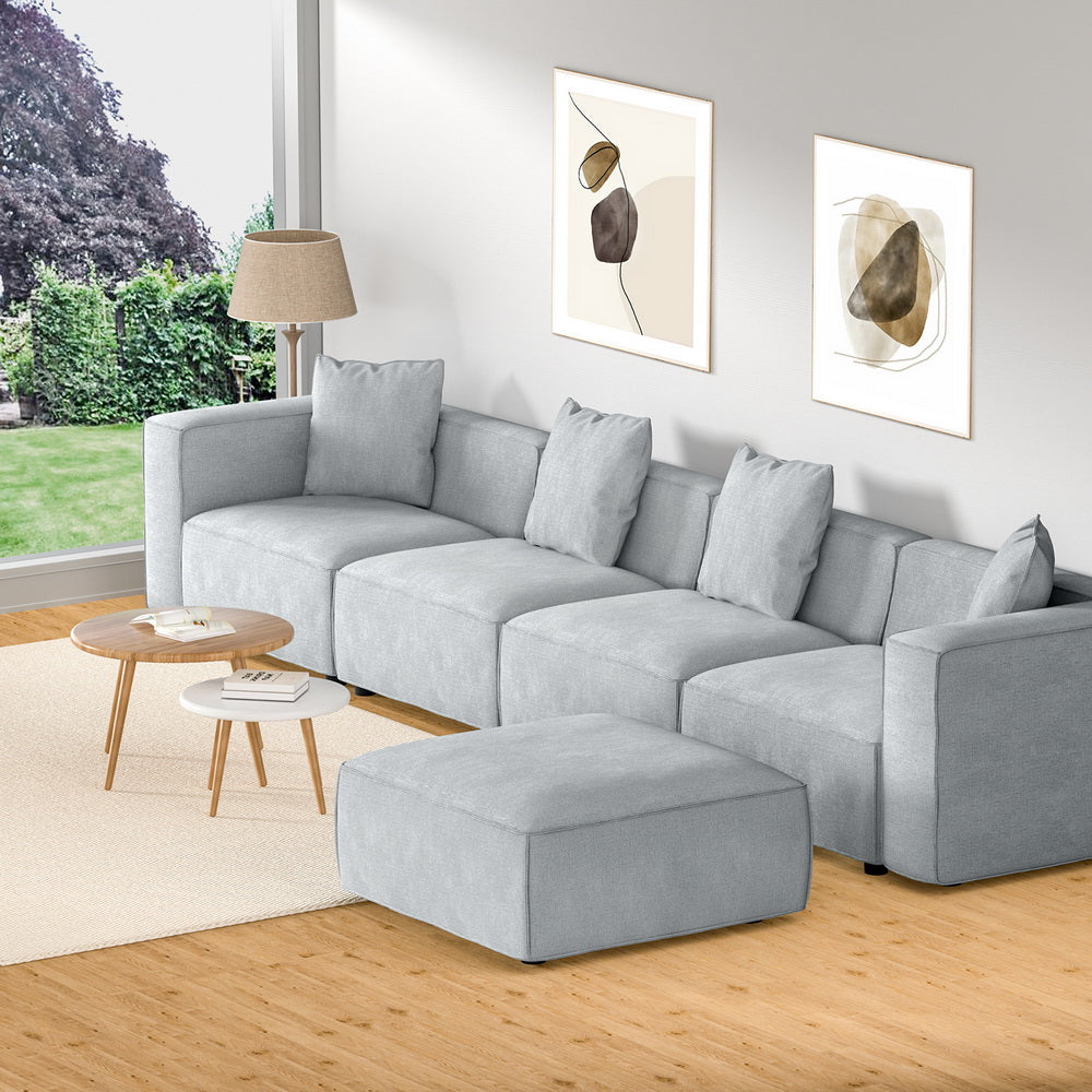 Arm Chairs & Recliners: Artiss Modular Sofa Chaise Set 5-Seater Grey