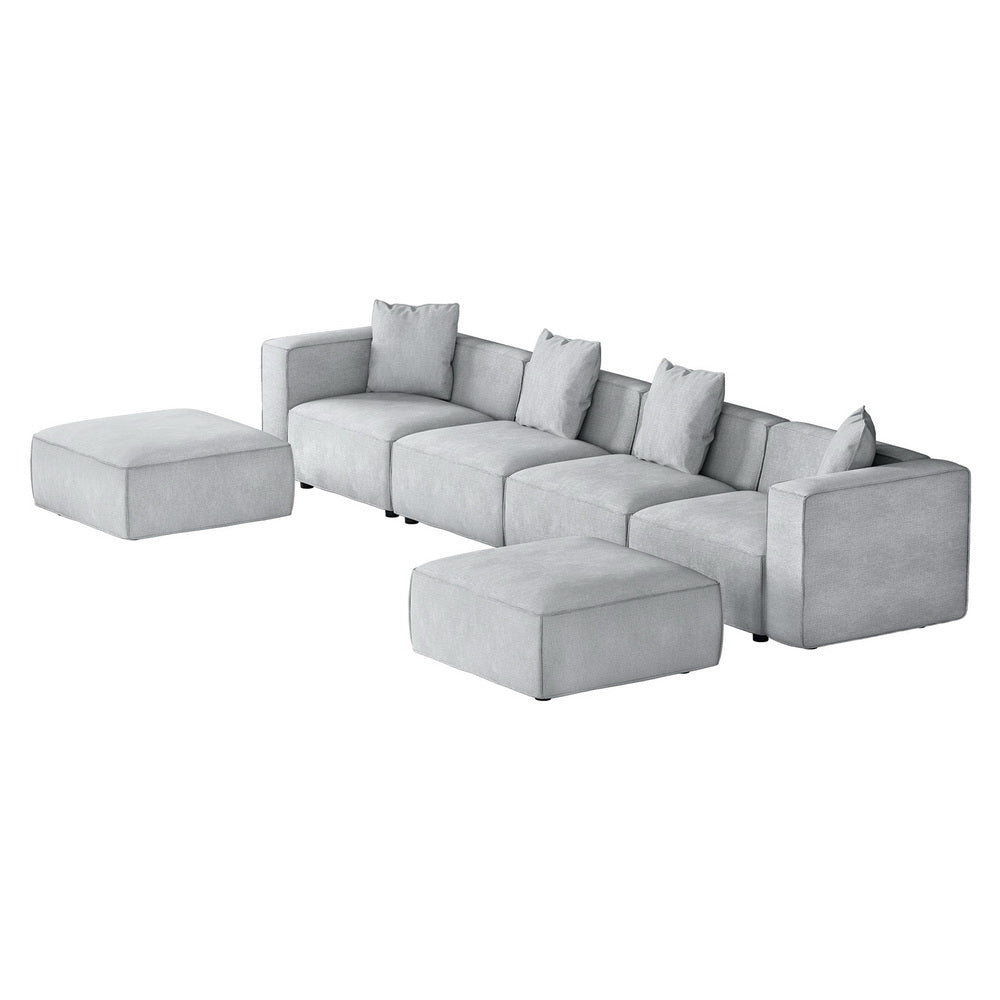 Arm Chairs & Recliners: Artiss Modular Sofa Chaise Set 6-Seater Grey