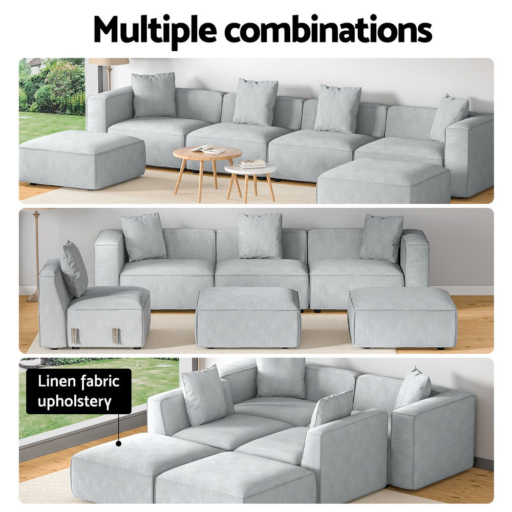 Arm Chairs & Recliners: Artiss Modular Sofa Chaise Set 6-Seater Grey