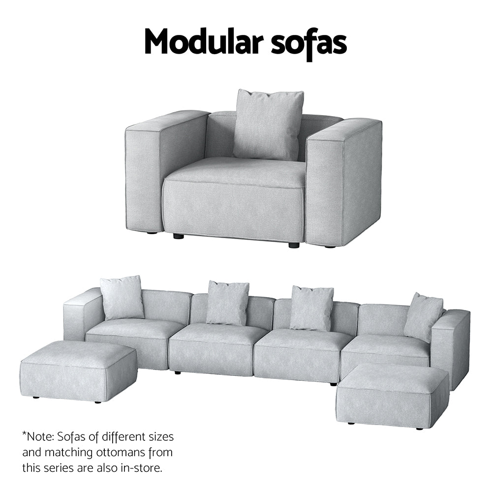Arm Chairs & Recliners: Artiss Modular Sofa Chaise Set 6-Seater Grey