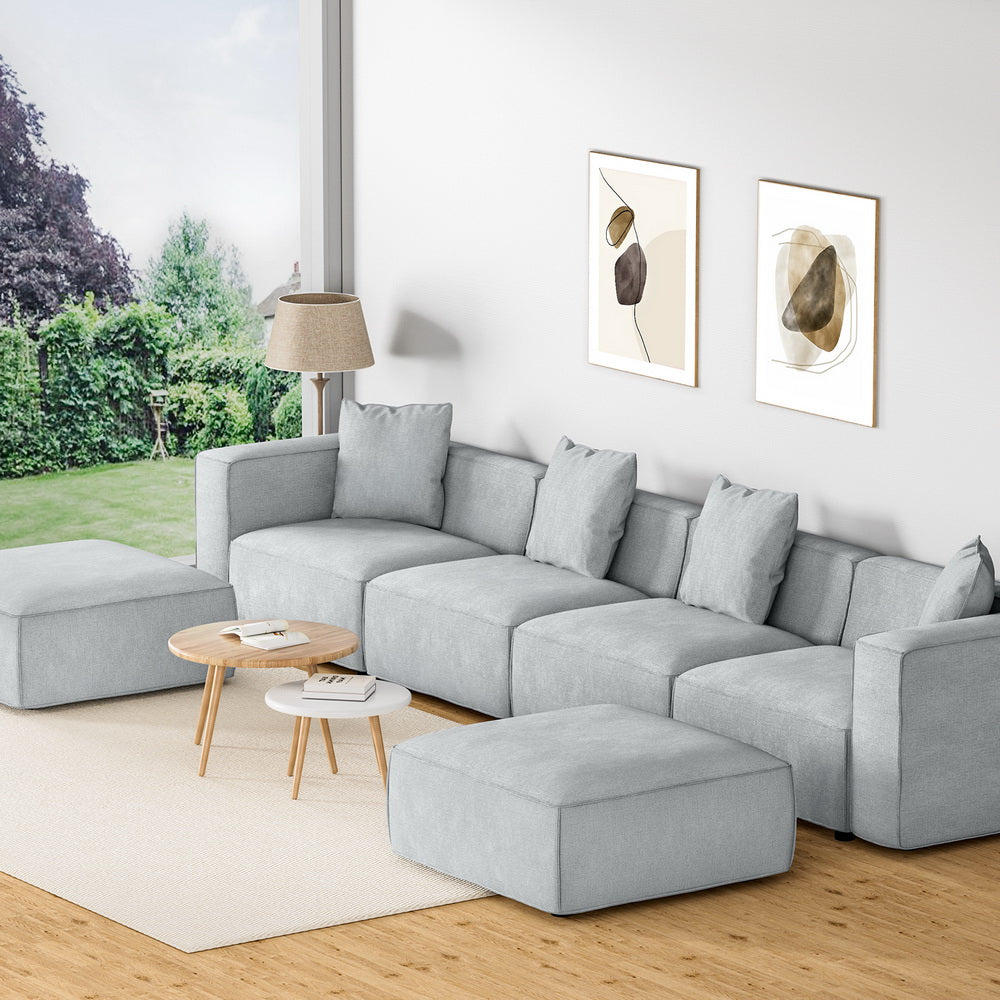 Arm Chairs & Recliners: Artiss Modular Sofa Chaise Set 6-Seater Grey