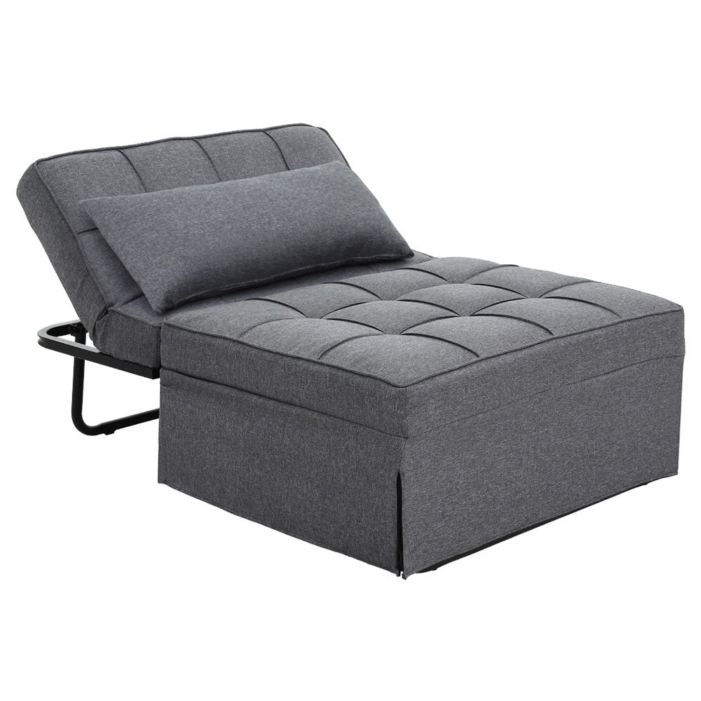 Sofas & Sofa Beds: Artiss Sofa Bed Lounge Convertible Ottoman 1 Seater Couch Recliner Linen Grey