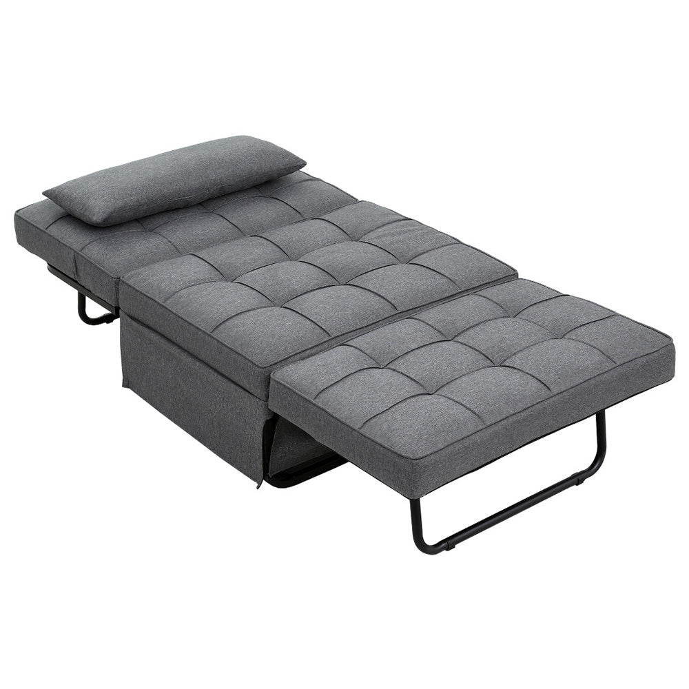 Sofas & Sofa Beds: Artiss Sofa Bed Lounge Convertible Ottoman 1 Seater Couch Recliner Linen Grey