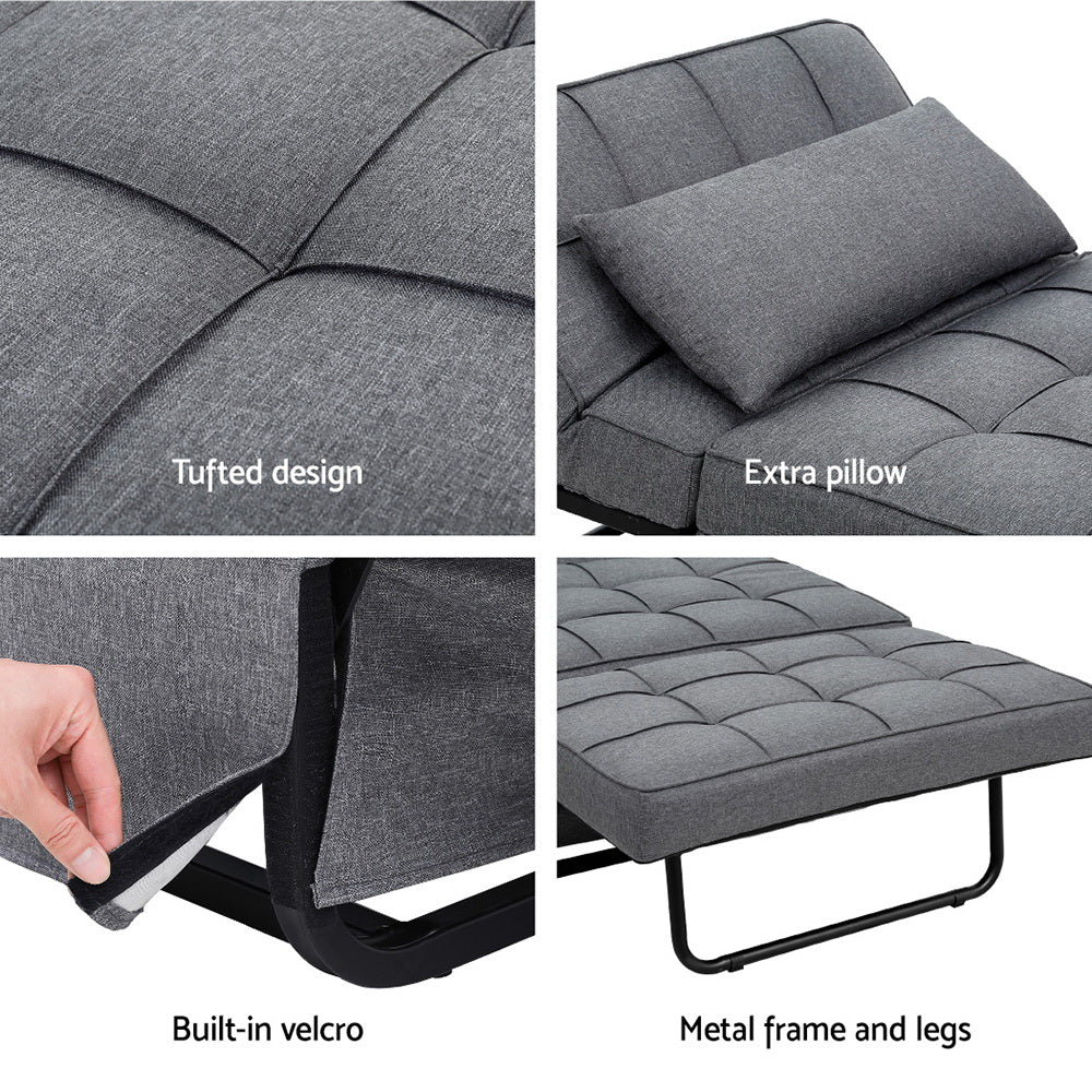 Sofas & Sofa Beds: Artiss Sofa Bed Lounge Convertible Ottoman 1 Seater Couch Recliner Linen Grey
