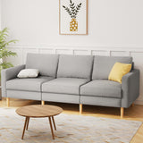 Artiss 3 Seater Sofa 225cm Linen Fabric Grey