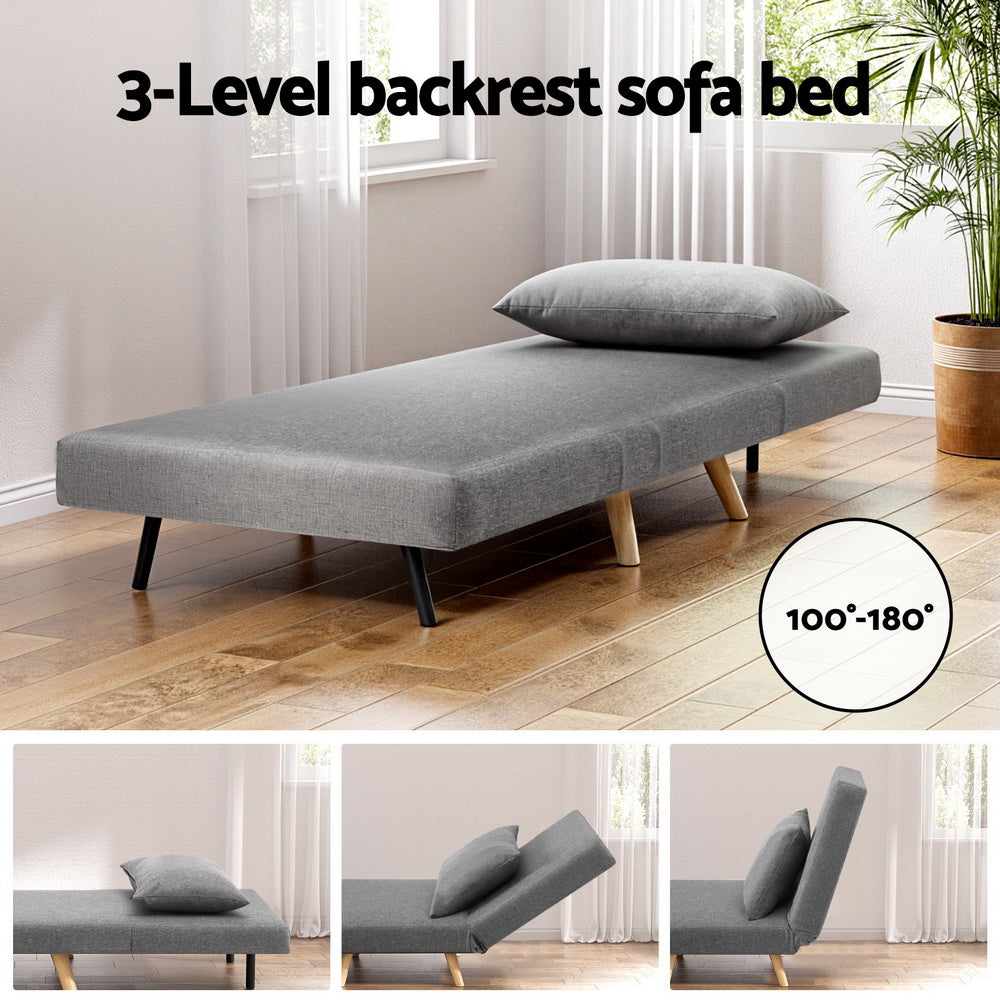Sofas & Sofa Beds: Artiss Sofa Bed Convertible Couch Recliner Lounge Chair Linen Grey