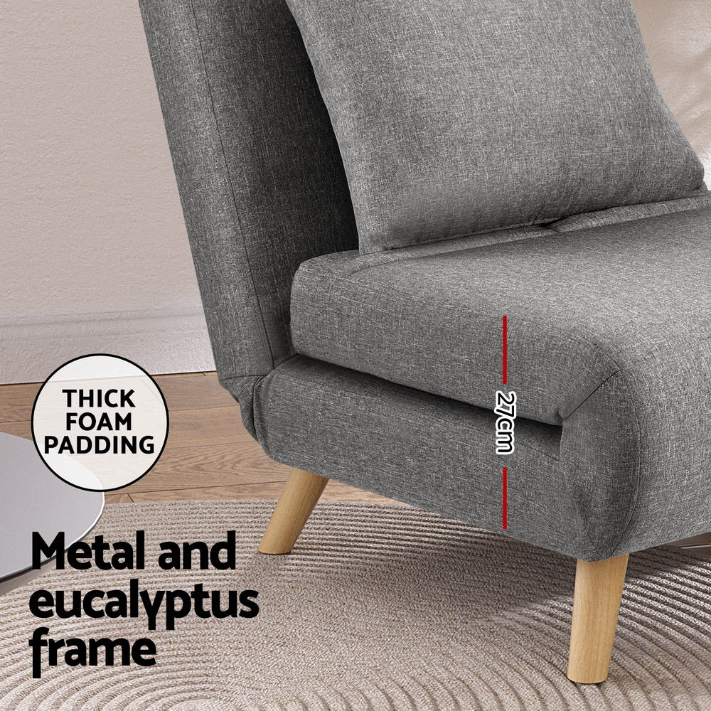 Sofas & Sofa Beds: Artiss Sofa Bed Convertible Couch Recliner Lounge Chair Linen Grey
