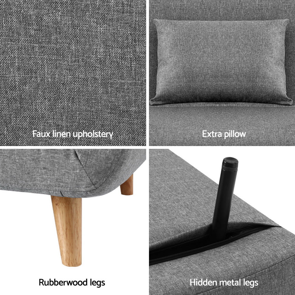 Sofas & Sofa Beds: Artiss Sofa Bed Convertible Couch Recliner Lounge Chair Linen Grey