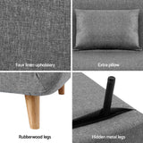 Artiss Sofa Bed Convertible Couch Recliner Lounge Chair Linen Grey