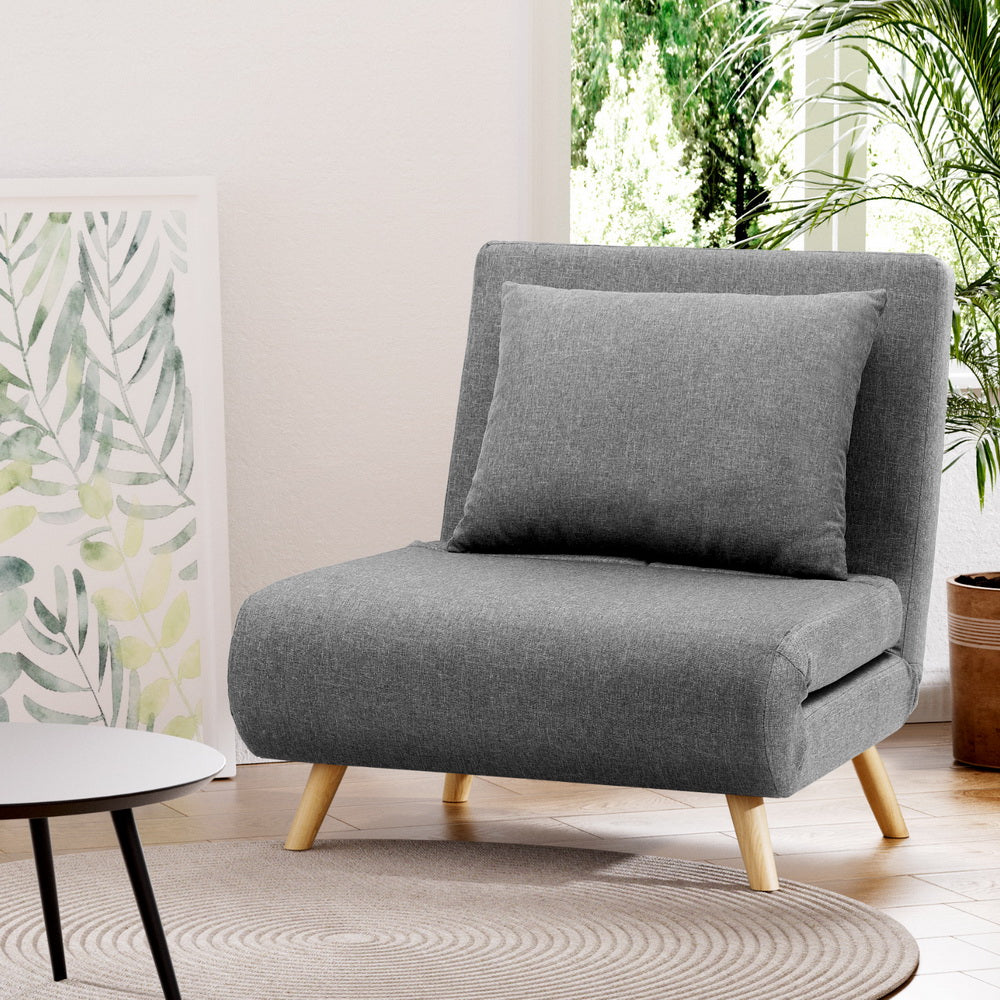 Sofas & Sofa Beds: Artiss Sofa Bed Convertible Couch Recliner Lounge Chair Linen Grey