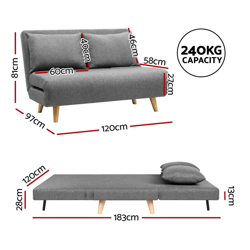 Sofas & Sofa Beds: Artiss Sofa Bed 2 Seater Convertible Couch Recliner Lounge Chair Linen