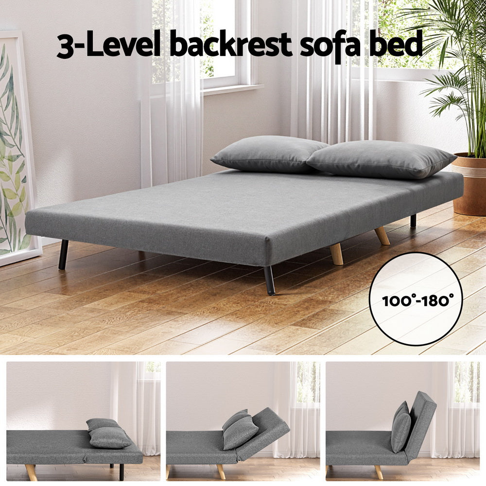 Sofas & Sofa Beds: Artiss Sofa Bed 2 Seater Convertible Couch Recliner Lounge Chair Linen