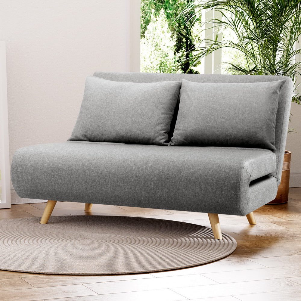 Sofas & Sofa Beds: Artiss Sofa Bed 2 Seater Convertible Couch Recliner Lounge Chair Linen