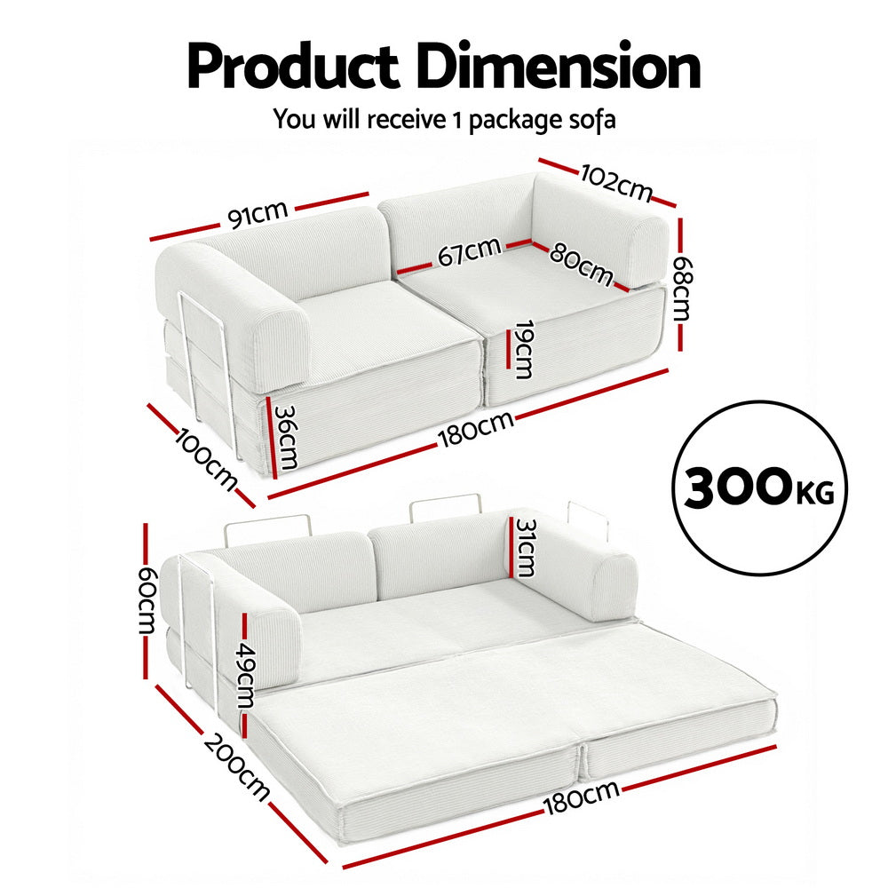 Sofas & Sofa Beds: Artiss Convertible Folding Sofa Bed Beign