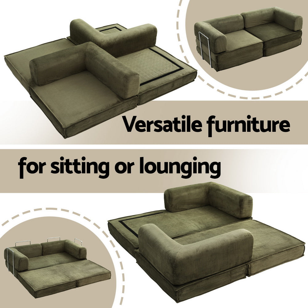 Sofas & Sofa Beds: Artiss Convertible Folding Sofa Bed Green