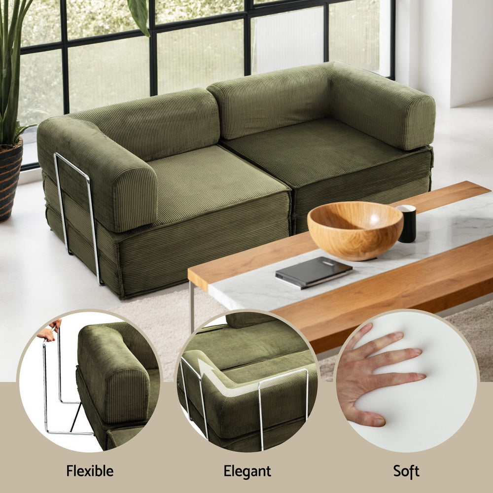 Sofas & Sofa Beds: Artiss Convertible Folding Sofa Bed Green