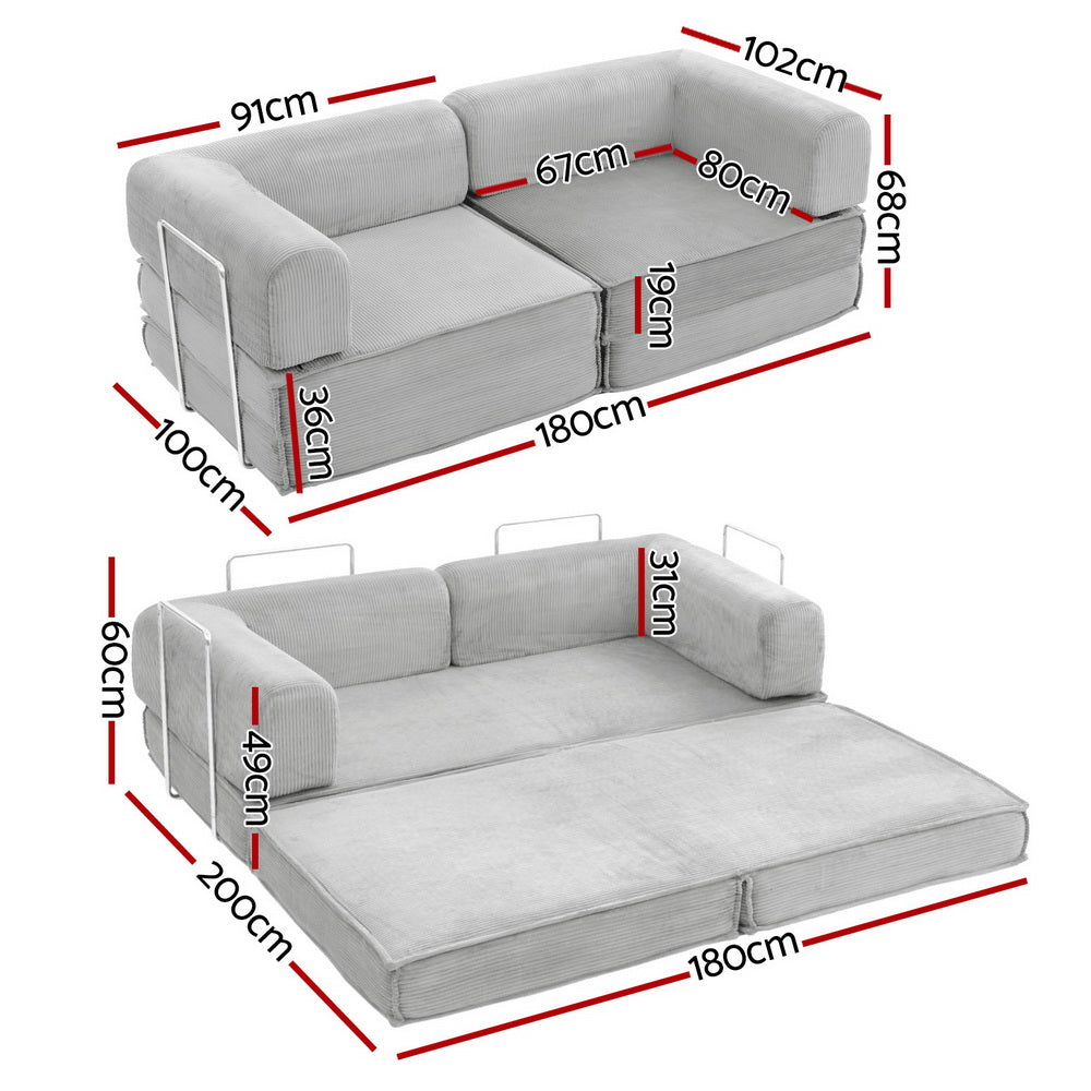 Sofas & Sofa Beds: Artiss Convertible Folding Sofa Bed Grey