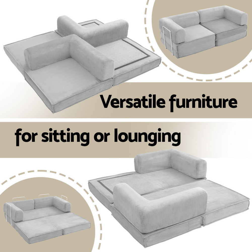 Sofas & Sofa Beds: Artiss Convertible Folding Sofa Bed Grey