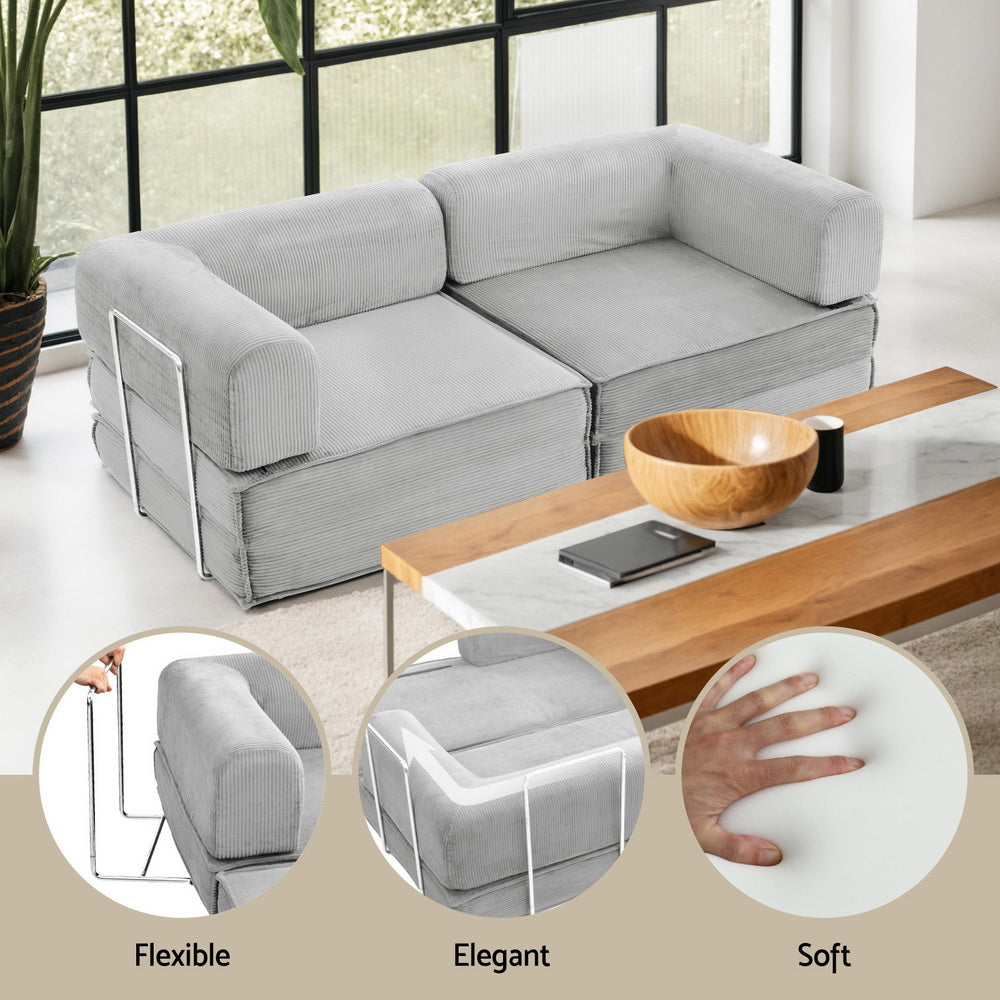 Sofas & Sofa Beds: Artiss Convertible Folding Sofa Bed Grey