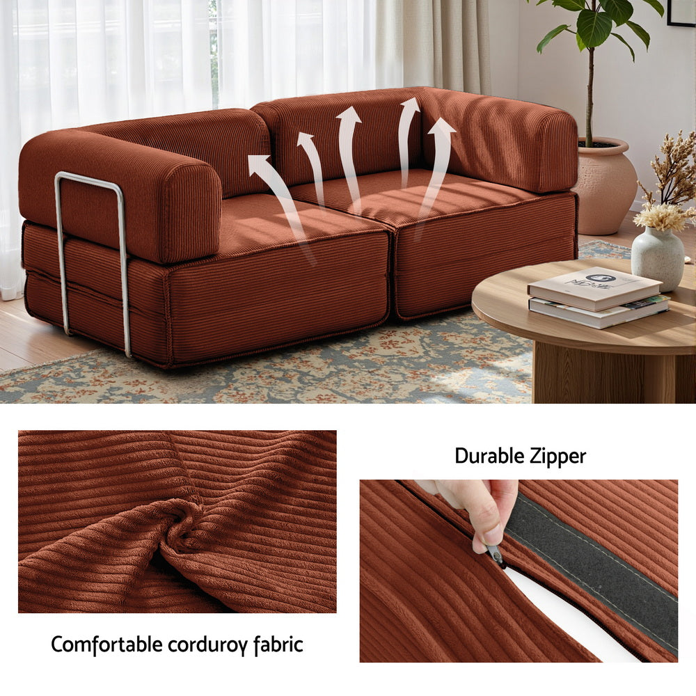 Sofas & Sofa Beds: Artiss Convertible Folding Sofa Bed Orange