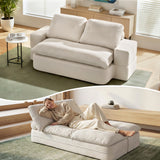 Sofas & Sofa Beds: Artiss Convertible Folding Sofa Bed 30D High-Density Foam Boneless Couch with Corduroy Sleeper Couch Lounger for Living Room Beign