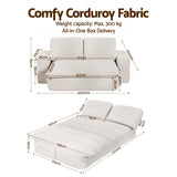 Sofas & Sofa Beds: Artiss Convertible Folding Sofa Bed 30D High-Density Foam Boneless Couch with Corduroy Sleeper Couch Lounger for Living Room Beign
