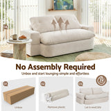 Sofas & Sofa Beds: Artiss Convertible Folding Sofa Bed 30D High-Density Foam Boneless Couch with Corduroy Sleeper Couch Lounger for Living Room Beign