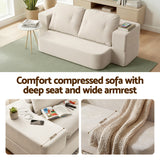 Sofas & Sofa Beds: Artiss Convertible Folding Sofa Bed 30D High-Density Foam Boneless Couch with Corduroy Sleeper Couch Lounger for Living Room Beign