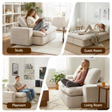 Sofas & Sofa Beds: Artiss Convertible Folding Sofa Bed 30D High-Density Foam Boneless Couch with Corduroy Sleeper Couch Lounger for Living Room Beign
