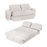 Sofas & Sofa Beds: Artiss Convertible Folding Sofa Bed 30D High-Density Foam Boneless Couch with Corduroy Sleeper Couch Lounger for Living Room Beign
