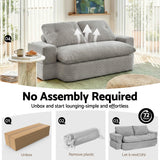 Sofas & Sofa Beds: Artiss Convertible Folding Sofa Bed 30D High-Density Foam Boneless Couch with Corduroy Sleeper Couch Lounger for Living Room Grey