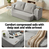 Sofas & Sofa Beds: Artiss Convertible Folding Sofa Bed 30D High-Density Foam Boneless Couch with Corduroy Sleeper Couch Lounger for Living Room Grey