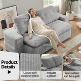 Sofas & Sofa Beds: Artiss Convertible Folding Sofa Bed 30D High-Density Foam Boneless Couch with Corduroy Sleeper Couch Lounger for Living Room Grey