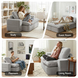 Sofas & Sofa Beds: Artiss Convertible Folding Sofa Bed 30D High-Density Foam Boneless Couch with Corduroy Sleeper Couch Lounger for Living Room Grey