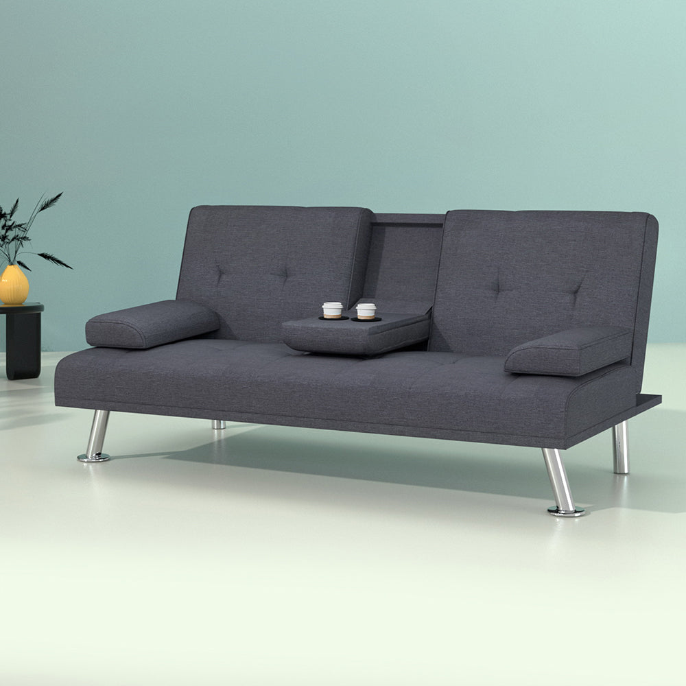 Sofas & Sofa Beds: Artiss Sofa Bed 175CM Dark Grey Fabric