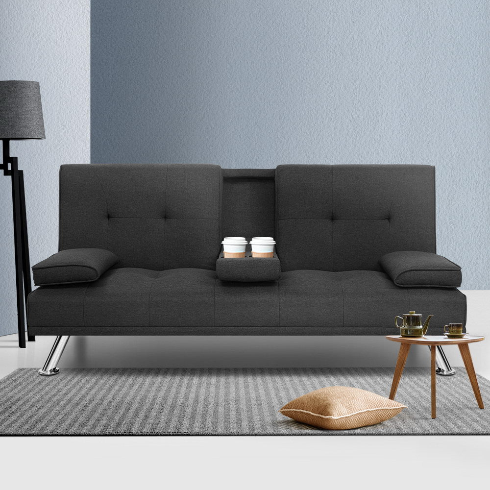 Sofas & Sofa Beds: Artiss Sofa Bed 175CM Dark Grey Fabric