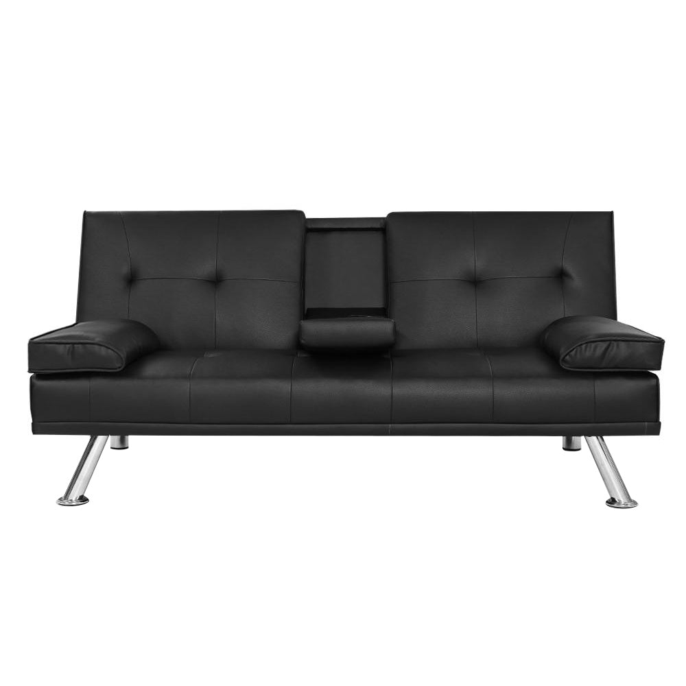 Sofas & Sofa Beds: Artiss Sofa Bed 168CM Black PU Leather