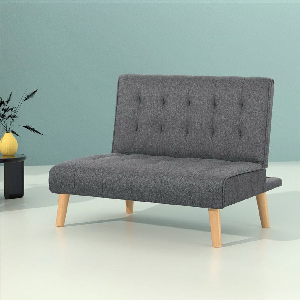 Sofas & Sofa Beds: Artiss Sofa Bed Lounge Chair Couch 1 Seater Recliner Futon Bed Set Linen Grey
