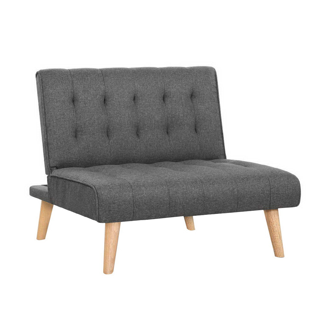 Sofas & Sofa Beds: Artiss Sofa Bed Lounge Chair Couch 1 Seater Recliner Futon Bed Set Linen Grey