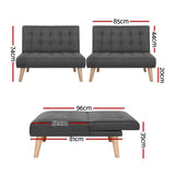 Sofas & Sofa Beds: Artiss 2x Sofa Bed Couch Single Seater Fabric Grey