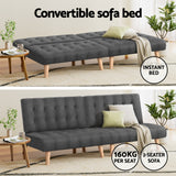 Sofas & Sofa Beds: Artiss 2x Sofa Bed Couch Single Seater Fabric Grey