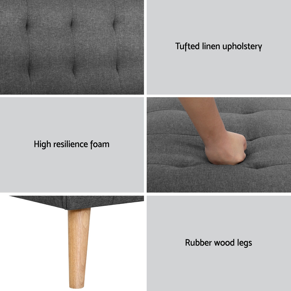 Sofas & Sofa Beds: Artiss 2x Sofa Bed Couch Single Seater Fabric Grey