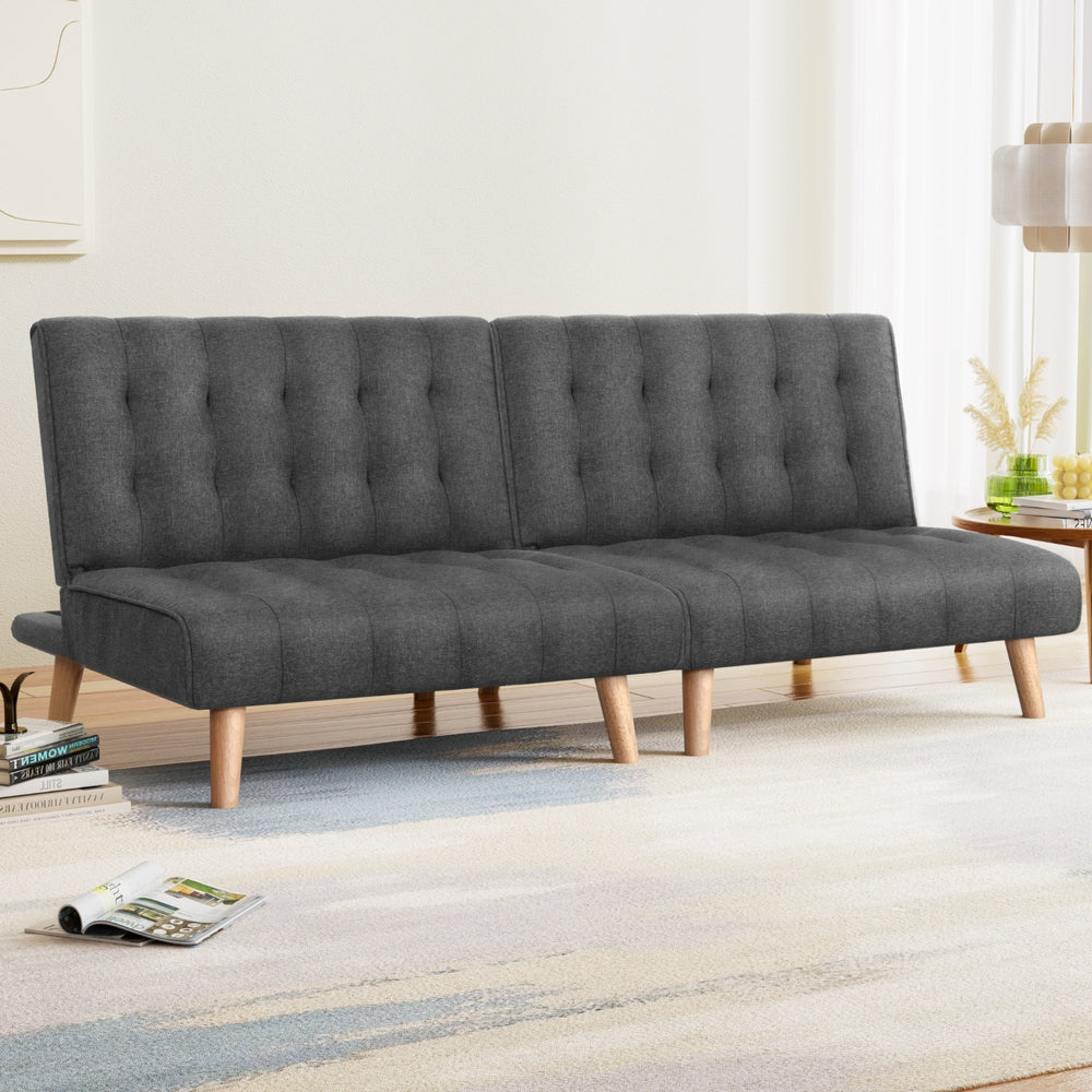 Sofas & Sofa Beds: Artiss 2x Sofa Bed Couch Single Seater Fabric Grey
