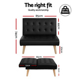 Sofas & Sofa Beds: Artiss Sofa Bed Couch 2 Seater Lounge Fabric Black